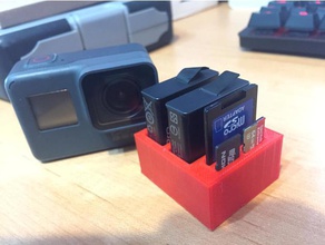gopro organizador 3 bater&iacuteas de la cámara cuadro 3d print model - Mito3D