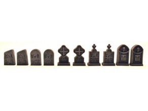gravestone pack 28mm scale toys games 25mm boardgame boardgames dnd prop dungeons dragons frostgrave mini miniature scenery scatter terrain tabletop gaming tombstone 3d print model - Mito3D