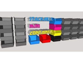 stackable mini container + videotutorial sketchup box desktop organizer small parts storage 3d print model - Mito3D