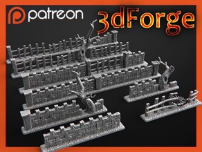 protective fence buildings structures medieval tabletop warhammer 3d print model - Mito3D