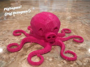 pigtopus pig octopus even movable legs art fun mashup print place 3d print model - Mito3D