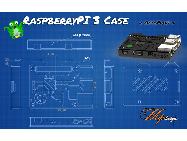 raspberrypi 3 &lt octoprint&gt polvos octoprint prusa i3 framboesa raspberry pi caso 3D print model - Mito3D