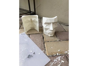 low poly face negative mold pen holder art tools 3d print model - Mito3D