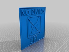 no immersioni 3ft 8x8 i segni loghi nessuna guardia di vita placca piscina cassetta sicurezza nuotare nuoto piastrella avviso cartello avvertimento acqua 3d print model - Mito3D