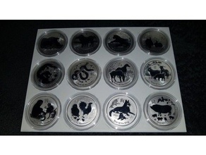 lunar 2-set argento m&uumlnze detentore di moneta 12x 1 oz 2008 2019 gioielli 3d print model - Mito3D