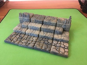 cavern flat steps ascends 2x2 openforge 20 compatible toy game accessories caverns tile tiles dnd dungeons dragons dungeon terrain openforge2 pathfinder tabletop gaming rpg 3d print model - Mito3D