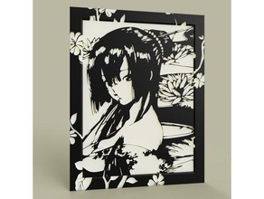 manga girl no1 2d art 2dart wall painting 3d print model - Mito3D