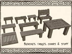tables benches chairs dungeons dragons warhammer 40k tabletop miniatures toy game accessories cellar dd furniture minis taverns terrain wargaming wood wooden 3d print model - Mito3D