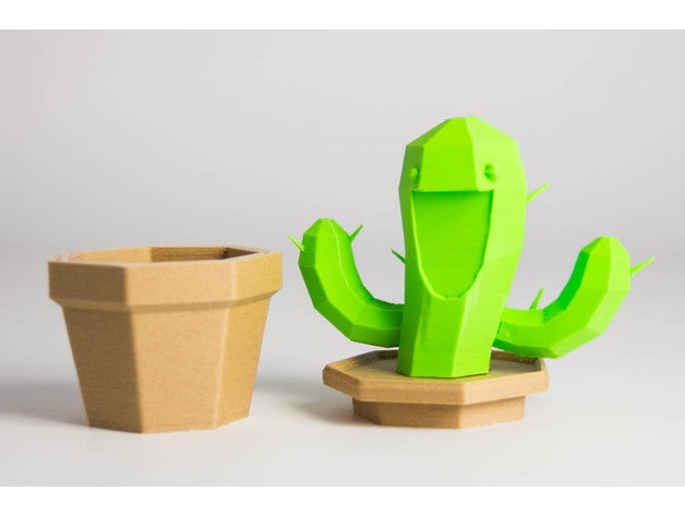 sorrindo cacto recipiente recipientes cactus plantador pote 3D print model - Mito3D