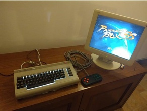 commodore c64 pandora installed inside backlit keyboard 64 joypad joystick mame retrocomputing 3d print model - Mito3D