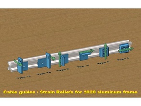 guides de câble souche reliefs 2020 cadre en aluminium 3d l'imprimante pièces mont profil cableguide clip support la gestion des câbles décharge traction strainrelief 3d print model - Mito3D