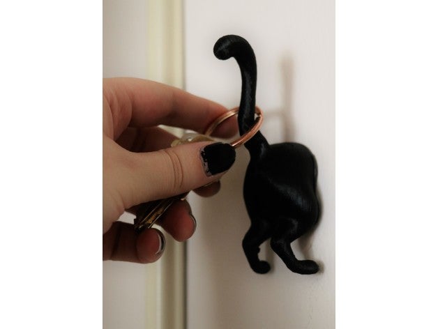 cat butt key hook but keyring 3D print model - Mito3D