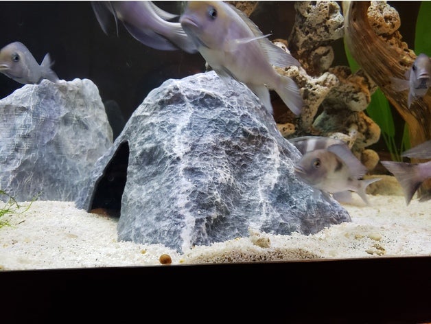 aquarium decoration textured rock cave large tented pets aquariums cichlid fish fishtank tank pleco reptile shrimp terrarium 3D print model - Mito3D