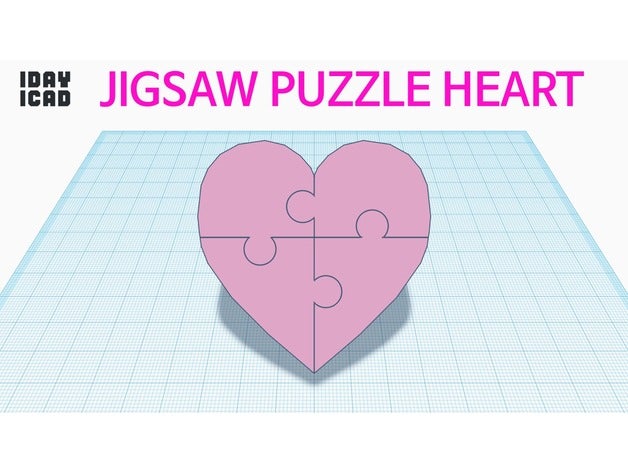 1day 1cad jigsaw puzzle heart 1day1cad 3d toy 3D print model - Mito3D