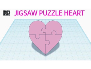 1gün 1cad Yapboz kalp 1day1cad 3d bulmaca jigsaw oyuncak 3d print model - Mito3D