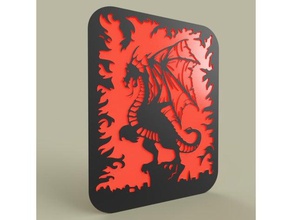 einfache Drachen Flamme 2d Kunst 2dart 2d-Kunst 2d-Wand-Kunst fantas fantasy Malerei 3d print model - Mito3D