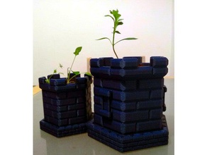 hexagonal castillo de planta maceta al aire libre jardín 3d print model - Mito3D