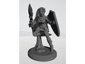 warrior elf spearmaiden 28mm other dd dnd fantasy female miniature spearman tabletop woman 3d print model - Mito3D
