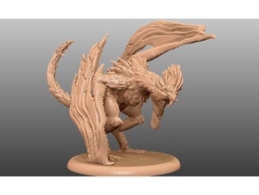 cockatrice - tabletop miniature 3dprintable bird dnd dragon dungeons dragons fantasy feather fiend flying griffin mini monster pathfinder rooster warhammer 3d print model - Mito3D