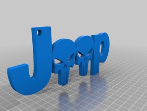 jeep punisher remix wrangler keychain marvel punisher-logo 3d print model - Mito3D