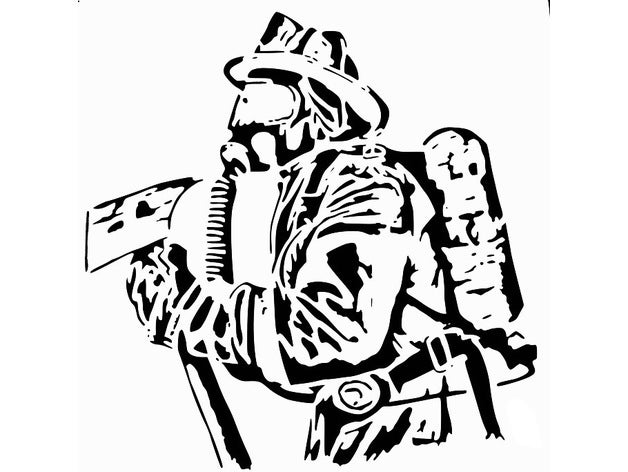 fireman stencil 2d art government 3D print model - Mito3D