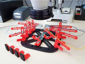 pcb workstation nano-probes tools arms articulated cranes electronics needle holder vise printed circuit board test clip probes 3d print model - Mito3D