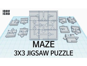 1day 1cad 3x3 jigsaw puzzle maze puzzles 1day1cad game toy 3d print model - Mito3D