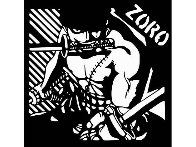 roronoa zoro Schablone 2 d Kunst anime bounty hunter ein Stück Piraten samurai 3D print model - Mito3D