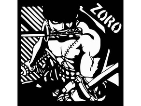 roronoa zoro stencil 2 2d art anime bounty hunter one piece pirate samurai 3d print model - Mito3D