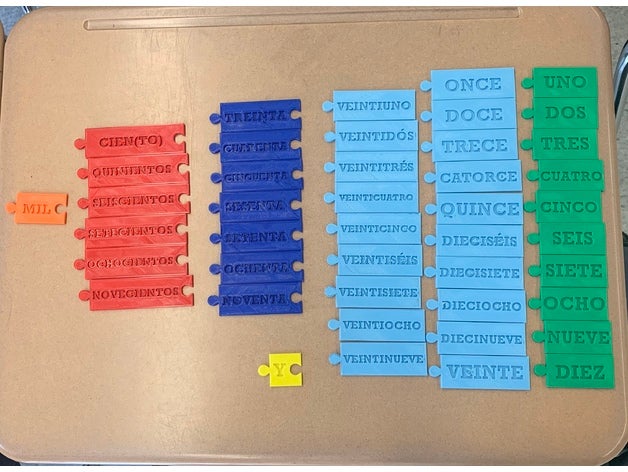 Spanisch Anzahl puzzle lernen zahlen 3D print model - Mito3D