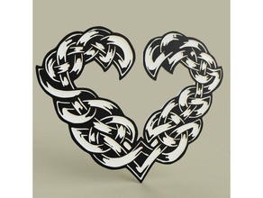 celtic kalp 2dart 2d sanat duvar sanatı celticdesign Kelt knotwork kalpler resim 3d print model - Mito3D