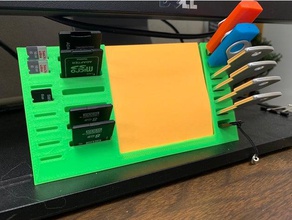 usb sd microsd card organizer w post-it slot desk micro holder office organization stand 3d print model - Mito3D