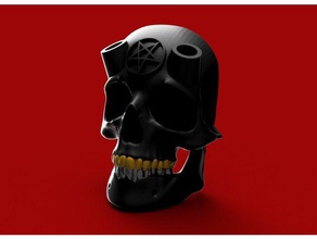 demonio cráneo corte de cuernos imán nevera decoración autodesk fusion 360 fusion360 humano madewithfusion360 la pluma sostenedor 3d print model - Mito3D