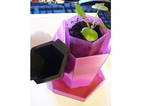 hex pot base Upsizing vasepot integrierten Basis Dekor Dekoration Blume Blumentopf Garten Topf 3d print model - Mito3D