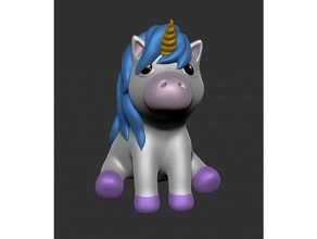 powderpuff unicorno carino simpatico animale easy print non supporta zbrush scolpire 3d print model - Mito3D