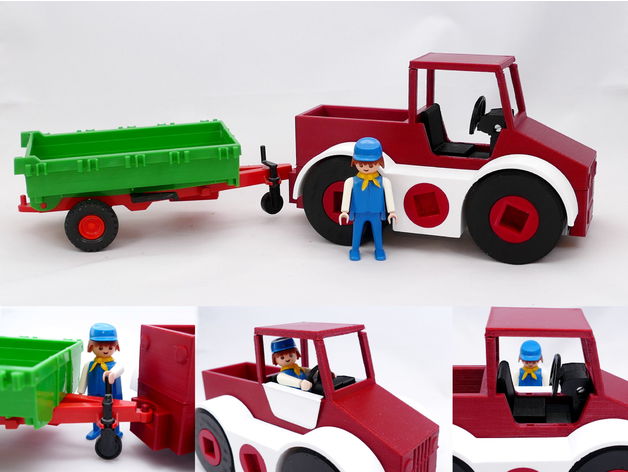 juguete transportador de playmobil compatible coche el kit tractor ruedas 3D print model - Mito3D