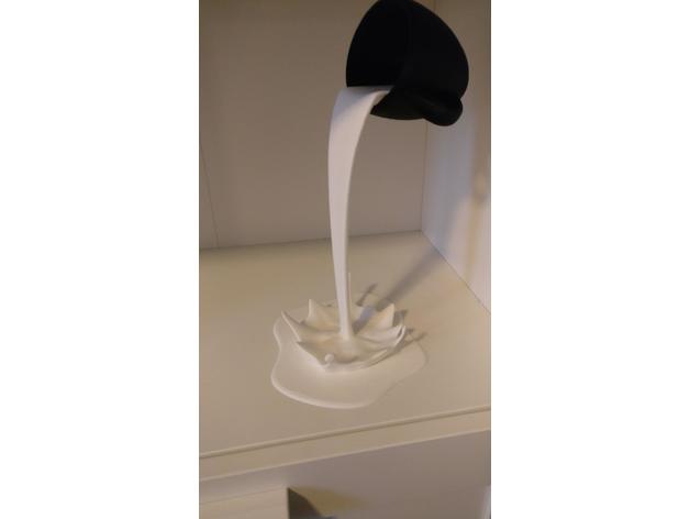 floating cup sculpture puddle base art 3D print model - Mito3D