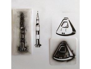 missile saturno stencil tatuaggio temporaneo art strumenti apollo sbarco sulla luna la nasa spazio 3d print model - Mito3D