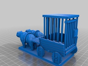 prisioneiro vagão de 28mm jogos 3d impressão urso gaiola transporte carrinho dnd mordheim skaven warhammer 3d print model - Mito3D