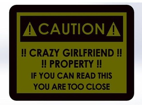 warning signal crazy girlfriend decor caution decoration 3d print model - Mito3D