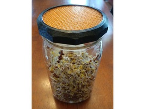 mason jar sprouting lid 2 piece kitchen dining band canning openscad ring seeds threaded 3d print model - Mito3D