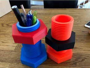 bolt nut pen container 3d print model - Mito3D