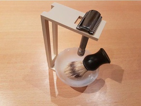 stand safety razor bowl badger shaving brush bathroom 3d print model - Mito3D