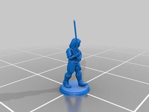 female samurai fighter ophelia farrow toys games dnd mini soldier fighting katana paladin sword figher lady swordsman 3d print model - Mito3D
