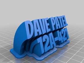 meine angepasste geschwungene 2-Zeile name plate dave patel office 3d print model - Mito3D
