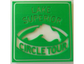 lake superior circle tour-Abzeichen dünnen pads 3d drucken 3d print model - Mito3D