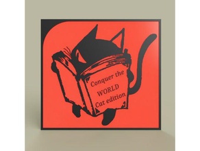 gatto conquistare il mondo 2d art 2dart parete libro divertente lol pittura 3d print model - Mito3D