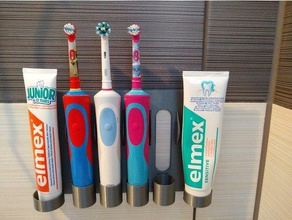 family wall mount holder electric toothbrush oral-b toothpaste bathroom 3d print model - Mito3D