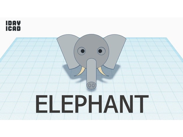 1jour 1cad éléphant animaux 1day1cad 3D print model - Mito3D