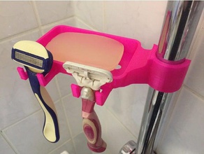 seifenschale halter f&uumlr damenrasierer soap dish holder ladies shavers bathroom duschstange nassrasierer seifenhallter 3d print model - Mito3D